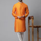 Even Apparels Orange Solid Kurta With Band Collar | Swadesiicart