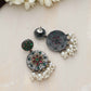 trueBrowns Silver Gold Tone Circular Stone Earrings - Swadesiicart