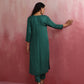 trueBrowns Green Modal Pleated Kurta Set | Swadesiicart