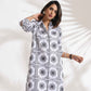trueBrowns White Cotton Print Shirt Dress | Swadesiicart