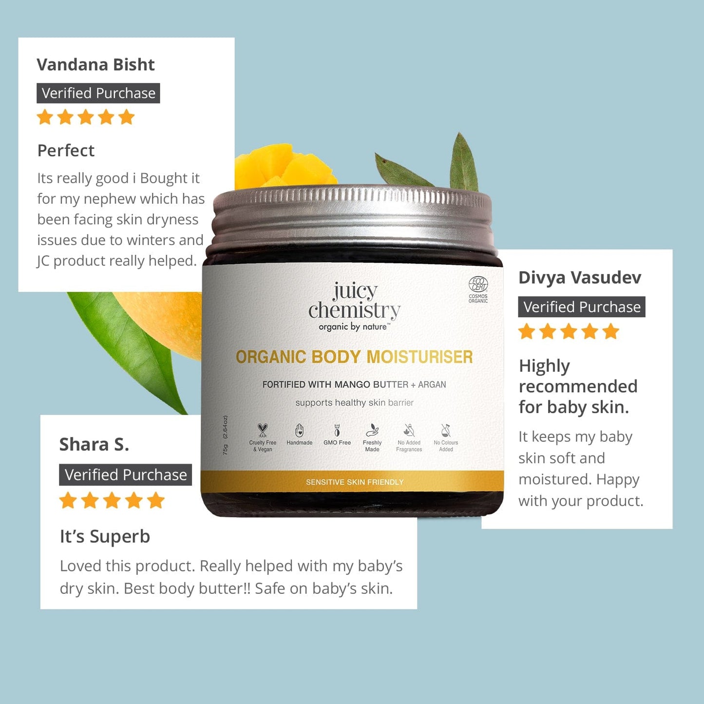 Organic Body Moisturiser Fortified with Mango Butter + Argan