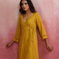 trueBrowns Mustard Cotton Dobby Kurta Set | Swadesiicart