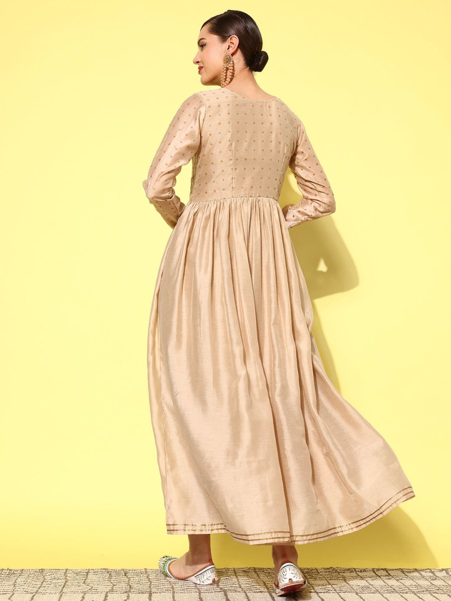 Ahalyaa Floral Embroidered A-Line Maxi Dress | Swadesiicart