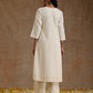 trueBrowns Ivory Gold Cotton Flared Kurta Set | Swadesiicart