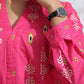 trueBrowns Pink Cotton Print Flared Top Co-ord Set - Swadesiicart