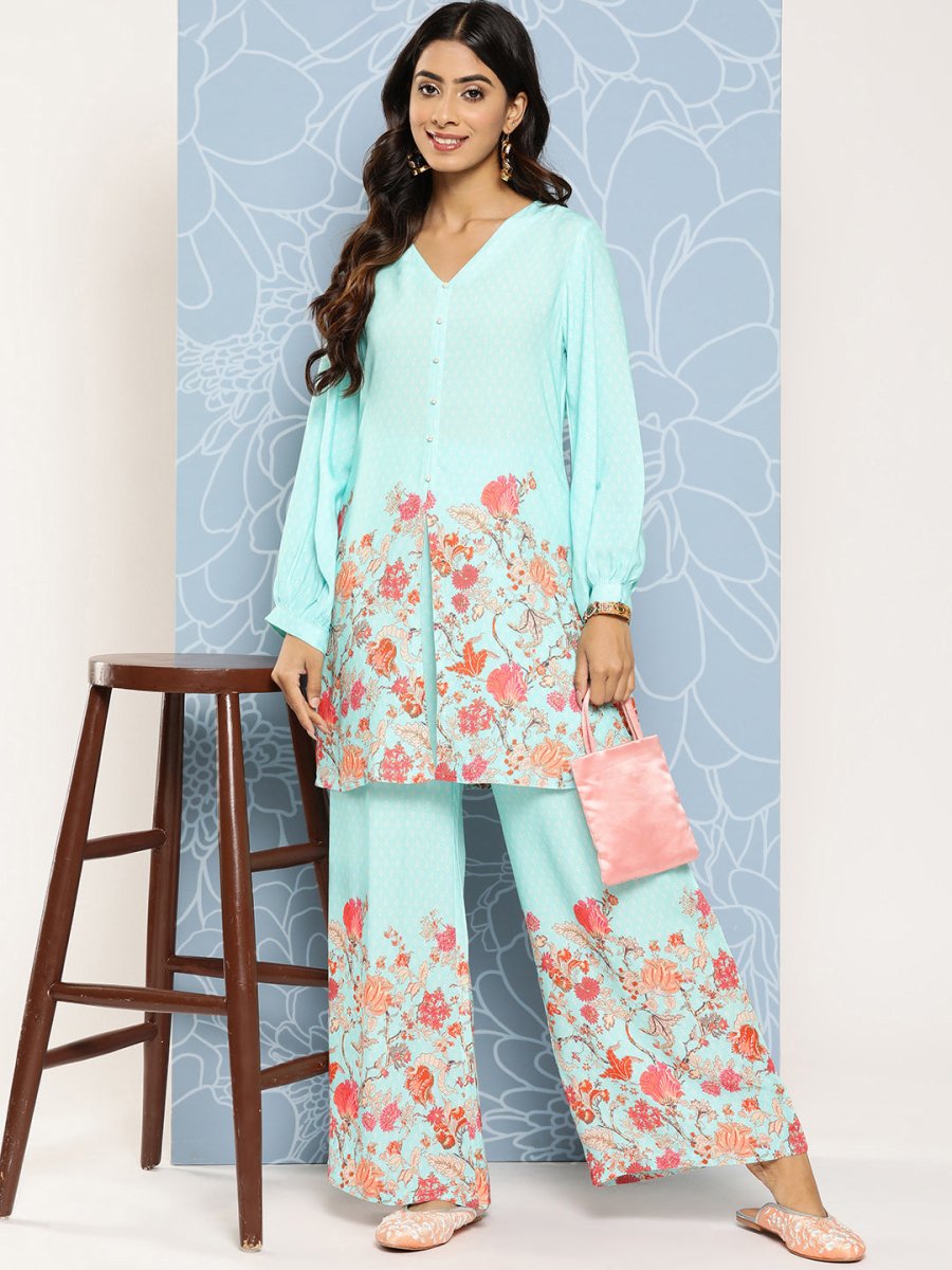 Ahalyaa Floral Printed Ethnic Co-Ords - Swadesiicart