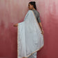 trueBrowns Grey Muslin Silk Saree | Swadesiicart