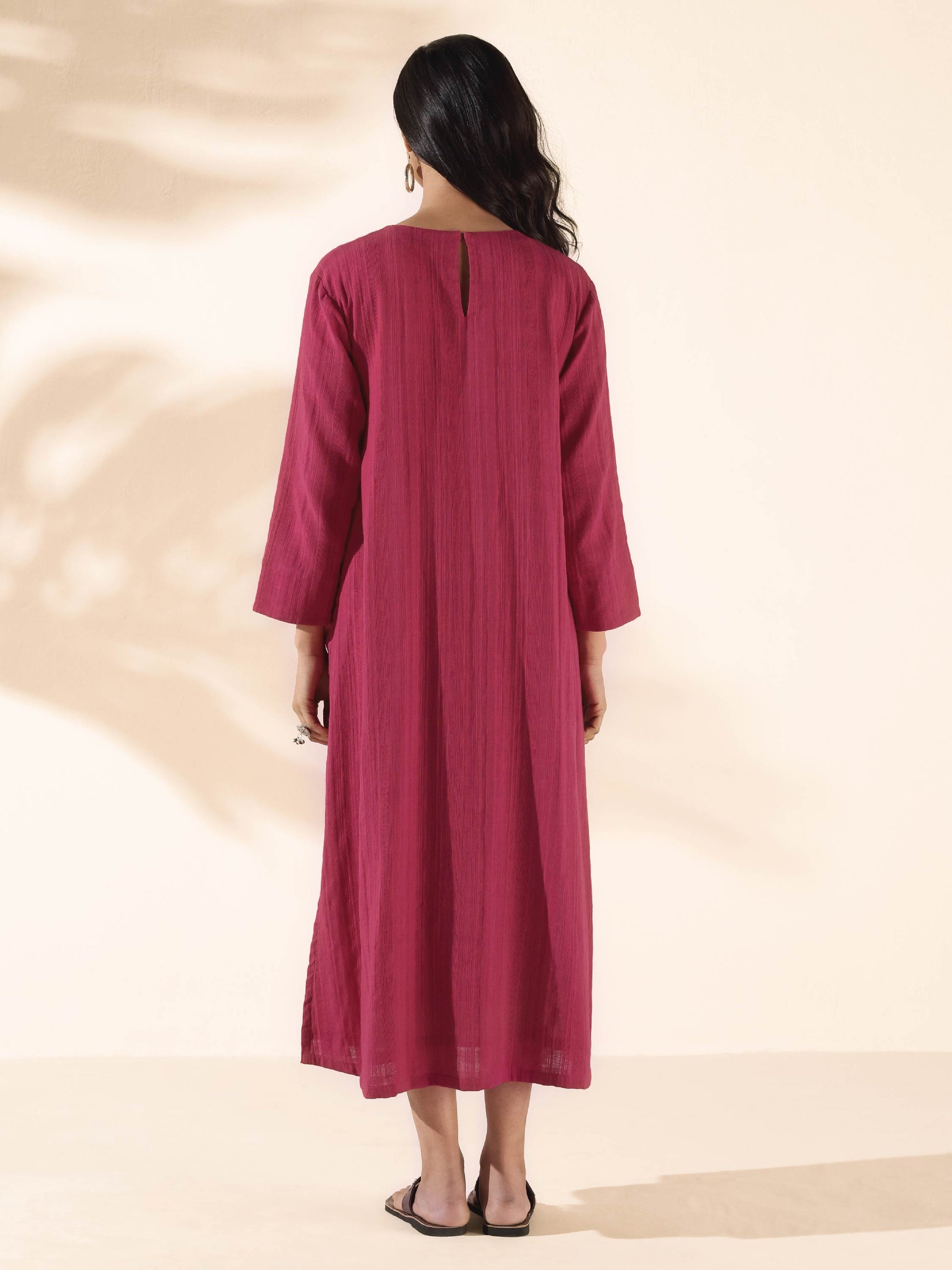 trueBrowns Carrot Cotton Dobby Pocket Dress | Swadesiicart