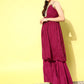 InWeave Women's Maroon Gota Insert Neckline Sharara Set - Swadesiicart