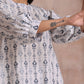 trueBrowns Grey On White Ikat Print Cotton Baggy Sleeve Co-Ord Set - Swadesiicart
