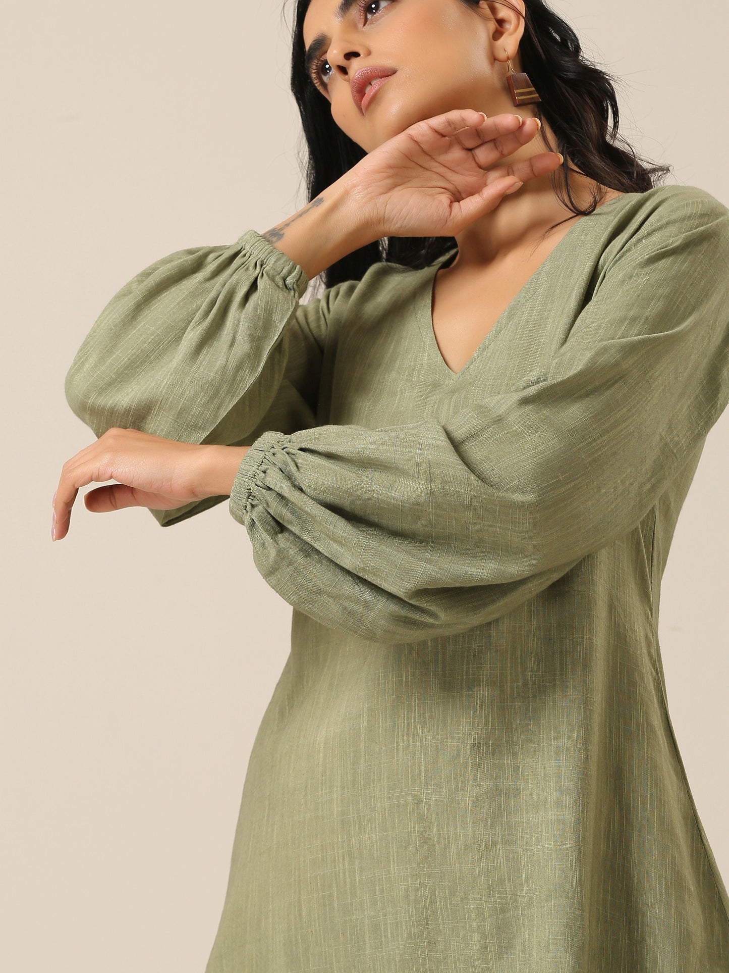 trueBrowns Sage Slub Textured Short Co-Ord Set - Swadesiicart
