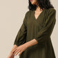 trueBrowns Olive Green Slub Texture Kurta Pant Set | Swadesiicart