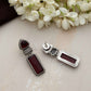 trueBrowns Silver tone Red Stone Drop Earrings - Swadesiicart