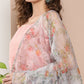 InWeave Women's Light Pink Cr Strappy Set With White Organza Dupatta - Swadesiicart