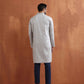 trueBrowns Men's Grey Chanderi Front Open Kurta | Swadesiicart