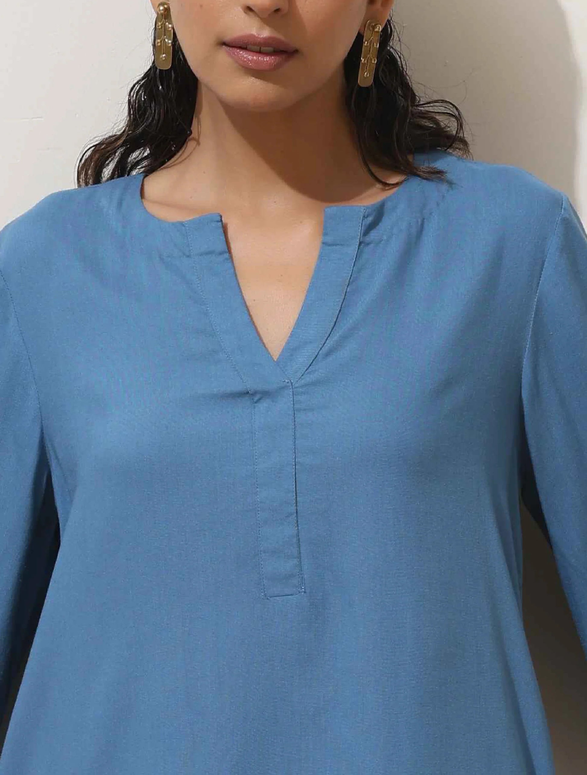 trueBrowns Blue Viscose Co-ord Set - Swadesiicart
