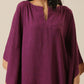 trueBrowns Plum Purple Slub Texture High Low Kaftan Pant Set | Swadesiicart