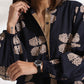 trueBrowns Black Cotton Print Short Dress | Swadesiicart