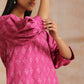 trueBrowns Pink Dabu Print Cotton Baggy Sleeve Co-Ord Set - Swadesiicart