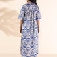 trueBrowns Blue Cotton Ikat High-Low Kurta Pant Set | Swadesiicart