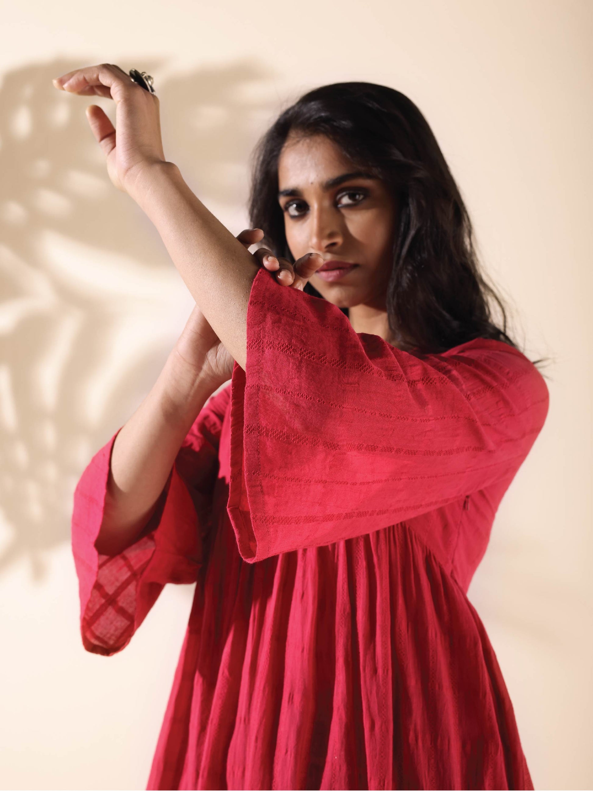 trueBrowns Carrot Cotton Dobby Flared Kurta Pant Set | Swadesiicart