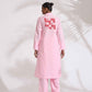 trueBrowns Pink Cotton Embroidered Kurta Set | Swadesiicart