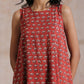 trueBrowns Rust Red Bagru Camel Print Cotton High-Low Co-Ord Set - Swadesiicart