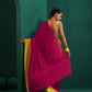 trueBrowns Lime Yellow Pink Muslin Silk Ready to Wear Saree | Swadesiicart