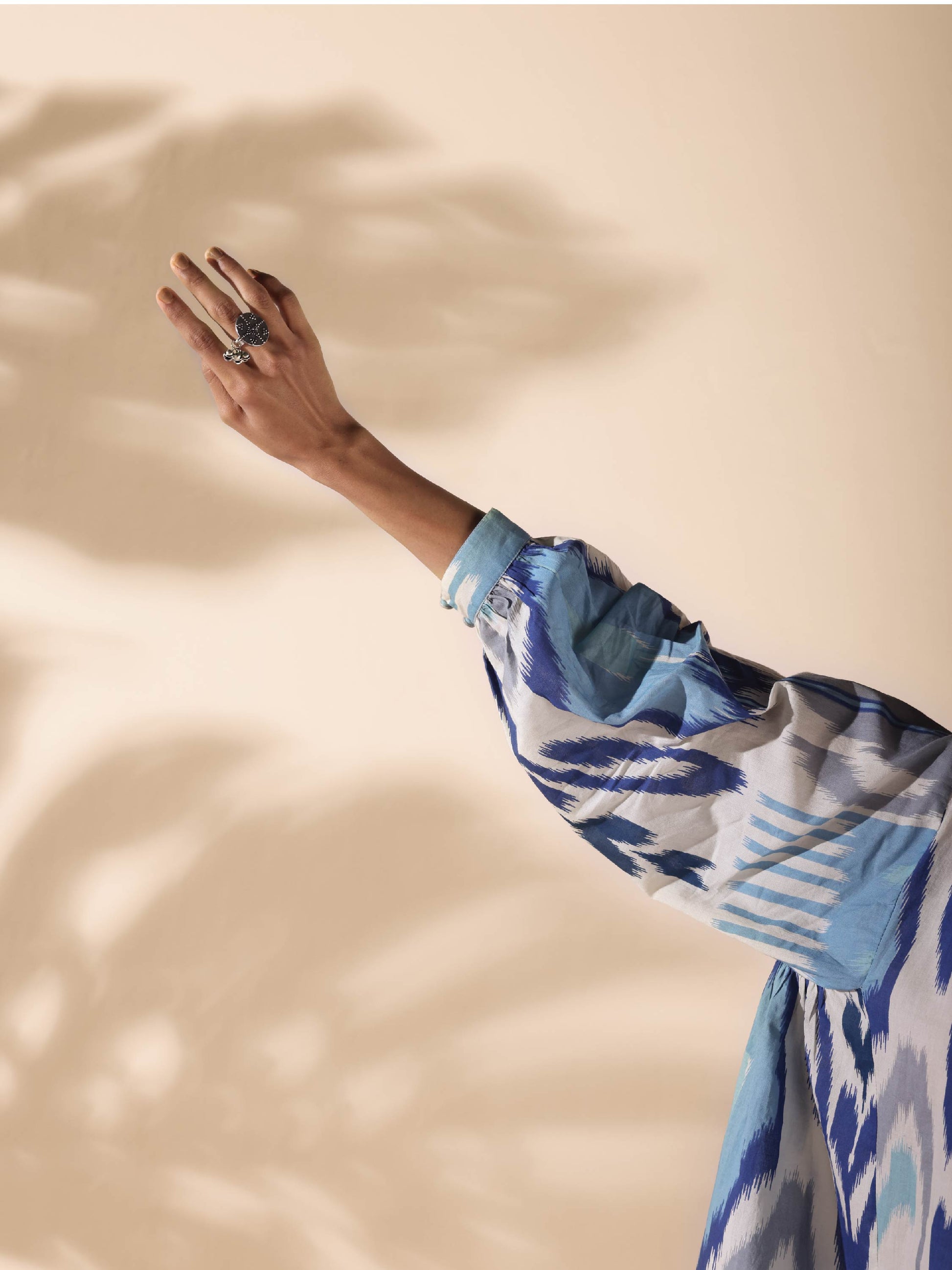 trueBrowns Blue Cotton Ikat Short Co-ord Set - Swadesiicart