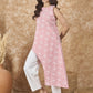 InWeave Pastel Peach Side Asymmetric Kurta Set - Swadesiicart