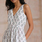 trueBrowns Green Buta On White Block Print Cotton Sleeveless Wrap Dress | Swadesiicart