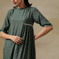 trueBrowns Dark Green Bandhani Printed Silk Side Gathered Kurta Pant Set | Swadesiicart