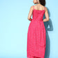 InWeave Women's Pink Bandhani Strappy Kurta Set - Swadesiicart