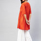 InWeave Women's Orange Short Anarkali Kurta - Swadesiicart