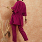 InWeave Women's Magenta Lurex V Neck Gota Kaftan Style Kurta Set - Swadesiicart