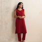 trueBrowns Red Kashmiri Woollen Jacket 3pc Set | Swadesiicart