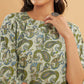 InWeave Women's Sage Green Paisley Print Top - Swadesiicart