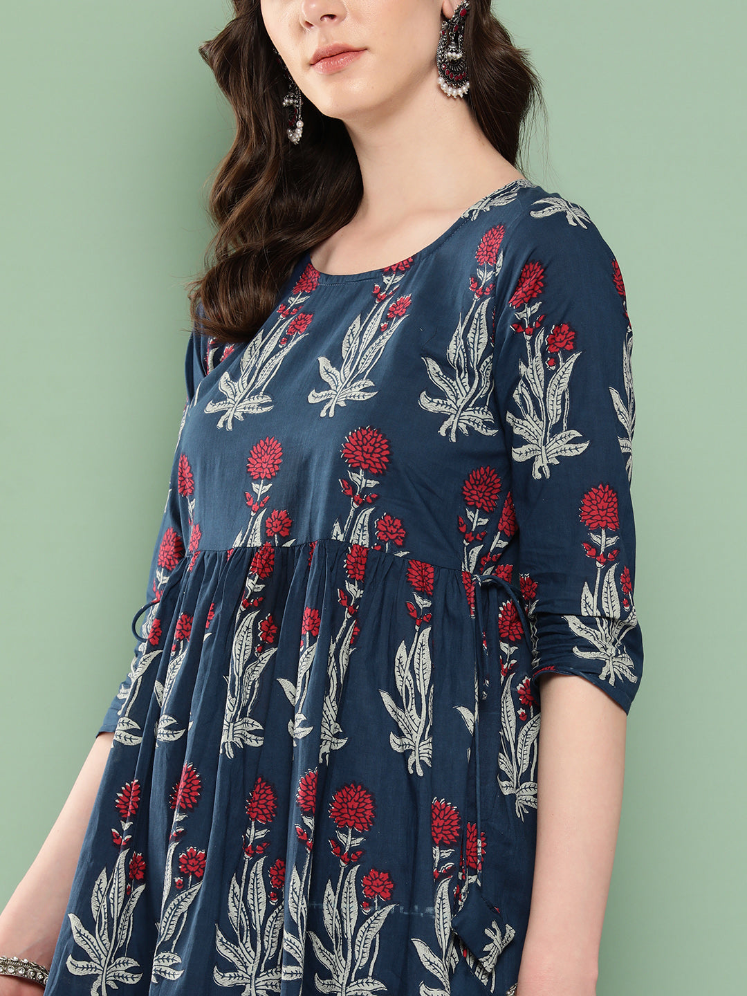 InWeave Women's Indigo Boota Sharara Set - Swadesiicart
