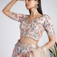 House of Panchhi Cream Colour Organza Floral Design Digital Print Lehenga Choli & Dupatta | Swadesiicart