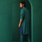 trueBrowns Men's Blue Color Block Silk Long Kurta | Swadesiicart