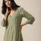 trueBrowns Sage Slub Texture Angrakha Pant Set | Relove | Swadesiicart