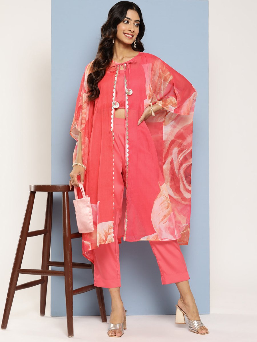 Ahalyaa Women Top with Palazzos & Shrug | Swadesiicart