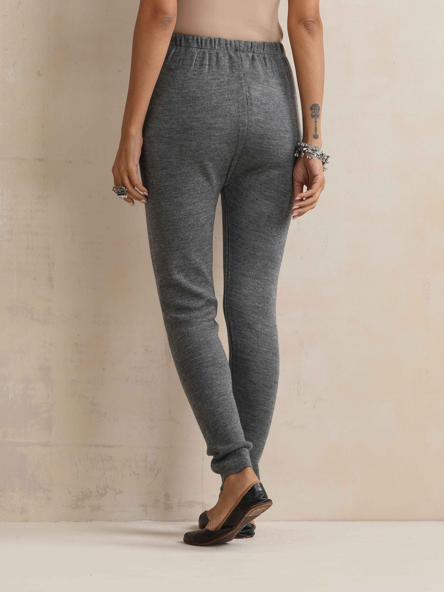trueBrowns Grey Woollen Leggings | Swadesiicart