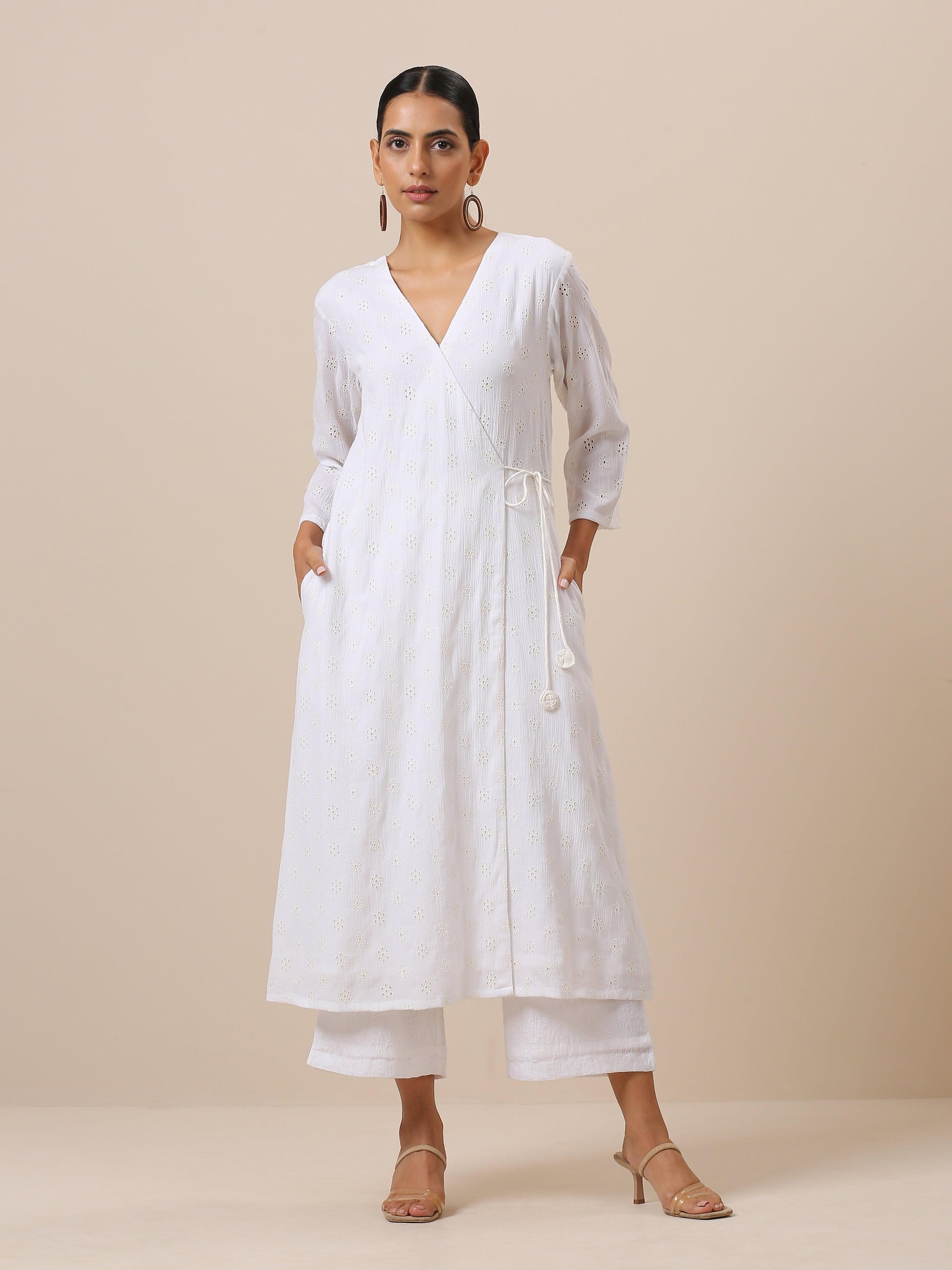 trueBrowns Cotton White Weave Pant | Swadesiicart
