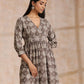 trueBrowns Clay Dabu Overall Print Cotton Wrap Dress | Swadesiicart