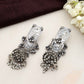 trueBrowns Silver Tone Floral Jhumka Earrings - Swadesiicart