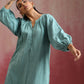 trueBrowns Aqua Blue Cotton Dobby Dress | Swadesiicart