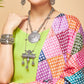 InWeave Women's Lime Green Strappy Set W Square Bandhani Print Silk Dupatta - Swadesiicart