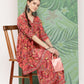 InWeave Women's Peach Camelia Printed Ethnic Kurta Set - Swadesiicart