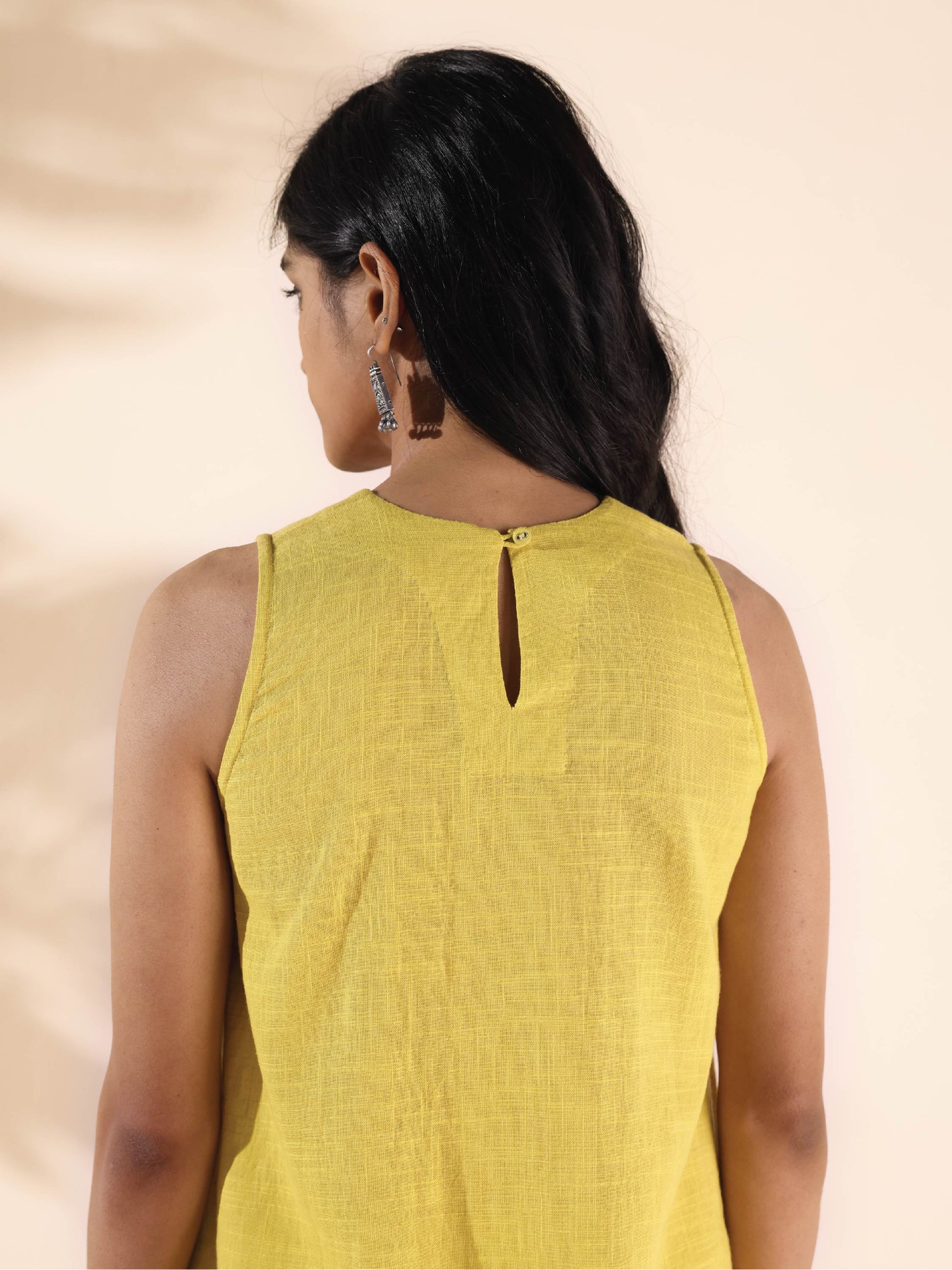 trueBrowns Lime Cotton Sleeveless Co-ord Set - Swadesiicart